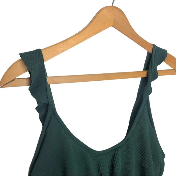 CUPSHE Forest Green Ruffle Striped One Piece Beachy Resort Poolside Swimsuit - Picture 6 of 10